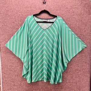 Susan Graver Womens Butterfly Top Size 3X Coastal Kimono Sleeve Liquid Knit